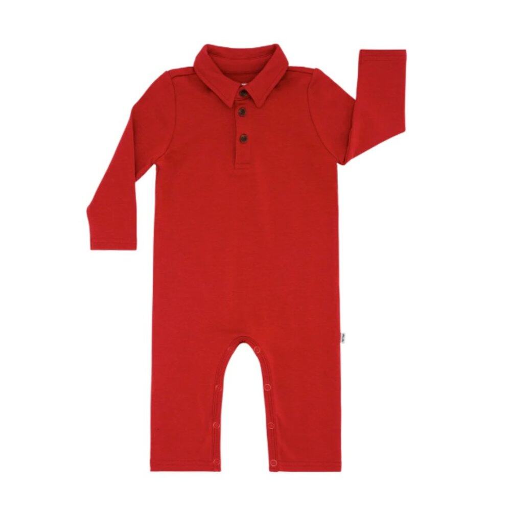 NWT LITTLE SLEEPIES Polo Romper Holiday Red 18/24 Months